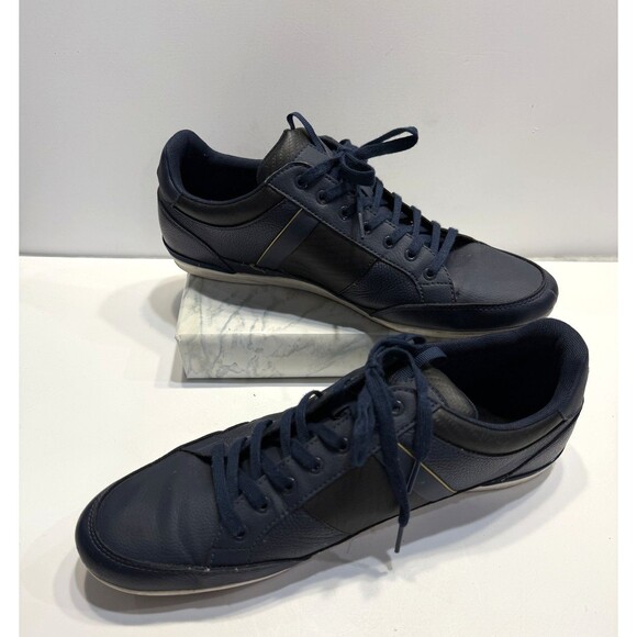 Lacoste Shoes Mens Size 13 Navy Blue Leather Low Top Casual Sneakers Gold Logo main image 7